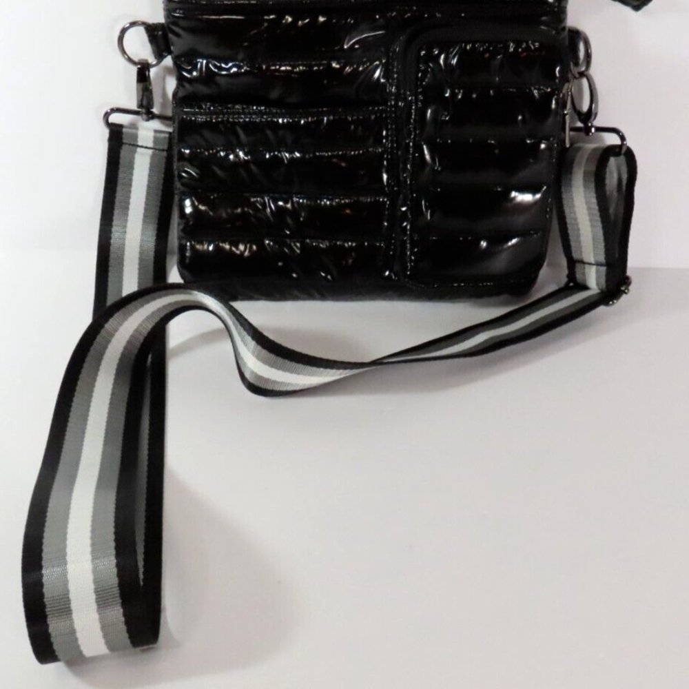 Think Royln Nylon Quilted Adjustable Strap Shoulder Crossbody Handbag Black